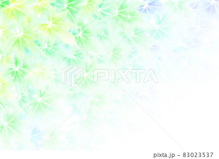 鮮やかに黄緑色から水色へ色変わりする紅葉の水彩画が左上から右下へ白くなる背景素材 横 他色有 83023537