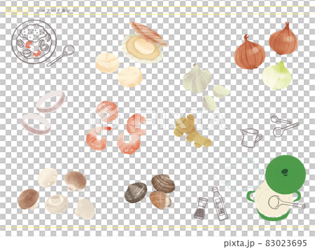 Classic Chelow-Illustration of Seafood Curry Ingredients 83023695
