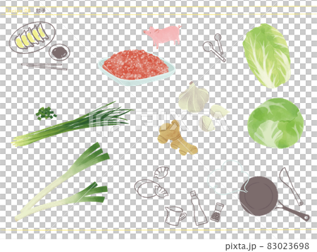 定番ごはん-餃子食材のイラスト 83023698