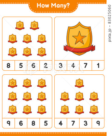 Counting game, how many Trophy. Educational children game, printable worksheet, vector illustration Counting game, how many Trophy. Educational children game, printable worksheet, vector illustration 83025060