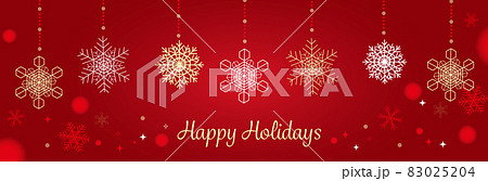 雪の結晶とクリスマスの背景バナー　赤 83025204