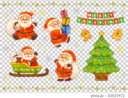 Warm hand-painted Christmas illustration set 83025472