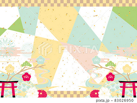 可愛らしい配色のお正月背景 83026950