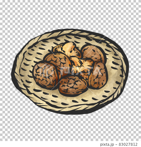干し椎茸の手描き筆絵風イラスト 83027812