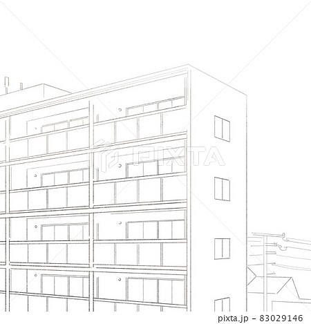 マンションの透過イラスト線画　漫画　リアルタッチ 83029146