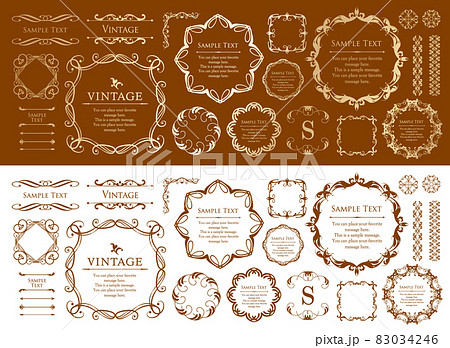 クリスマスをイメージしたフレームデザインのセット アンティーク ビンテージ エレガントのイラスト素材