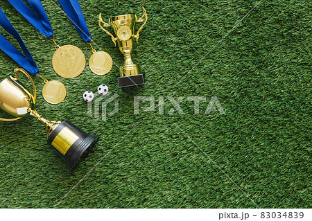 football background with medals trophy. High quality and resolution beautiful photo concept 83034839
