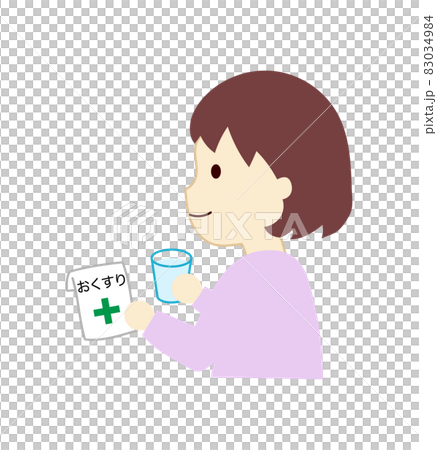 Illustration of a girl taking medicine 83034984