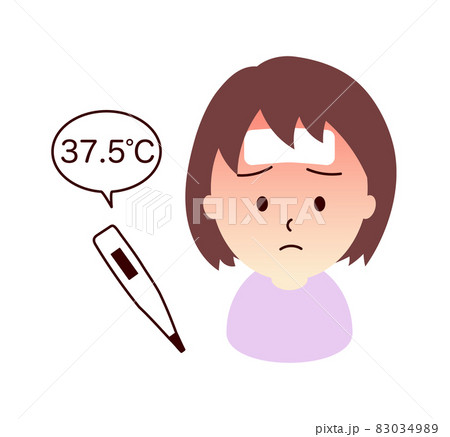 発熱した女の子のイラスト 発熱した女の子のイラスト 83034989