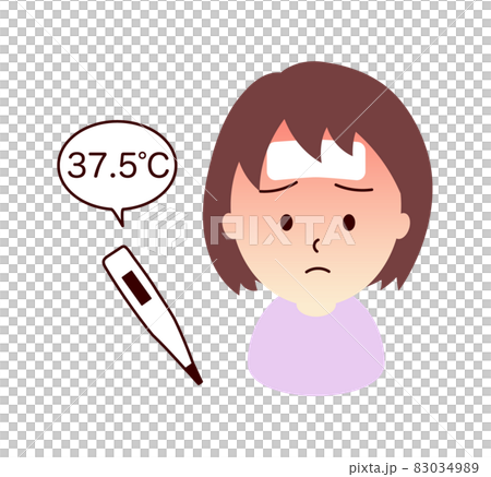 Illustration of a girl with a fever Illustration of a girl with a fever 83034989