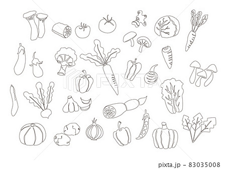 一筆書きの野菜イラストセット 83035008