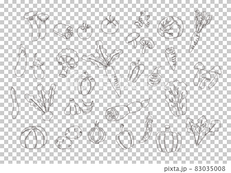 一筆書きの野菜イラストセット 83035008