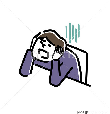 絶望する男性のイラストのイラスト素材