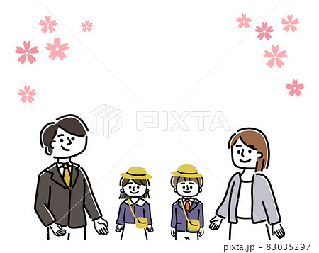 入園式のイラスト 家族と桜 入園式のイラスト 家族と桜 83035297