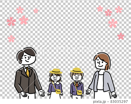 入園式のイラスト 家族と桜 入園式のイラスト 家族と桜 83035297