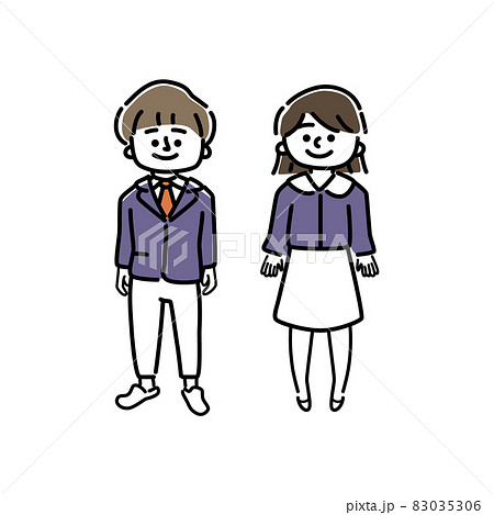 制服の男女イラストセットのイラスト素材