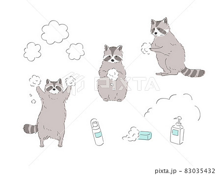 手を洗うアライグマのイラスト 83035432