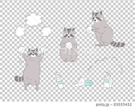 手を洗うアライグマのイラスト 83035432
