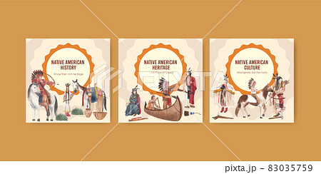 Banner template with native american concept,watercolor style 83035759