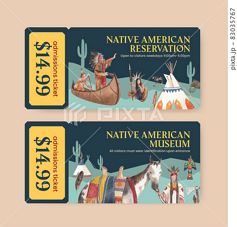 Ticket template with native american...のイラスト素材 [83035767] - PIXTA