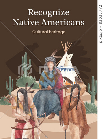 Poster template with native american concept,watercolor style Poster template with native american concept,watercolor style 83035772