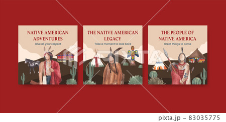 Banner template with native american concept,watercolor style 83035775