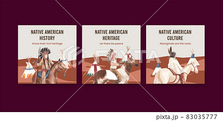 Banner template with native american concept,watercolor style 83035777