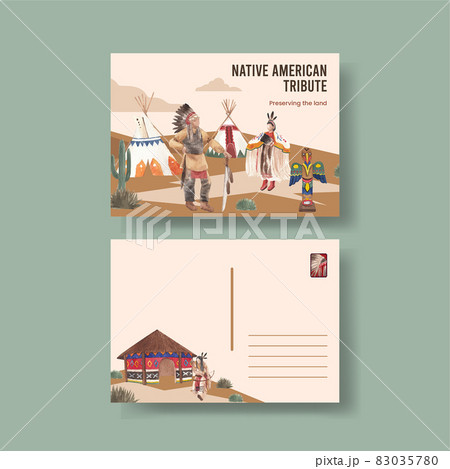 Postcard template with native american concept,watercolor style 83035780