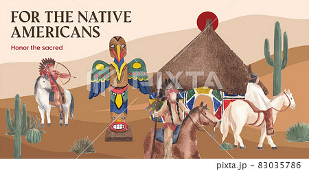 Billboard template with native american concept,watercolor style Billboard template with native american concept,watercolor style 83035786