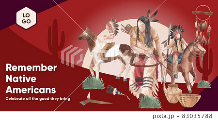 Billboard template with native american concept,watercolor style Billboard template with native american concept,watercolor style 83035788