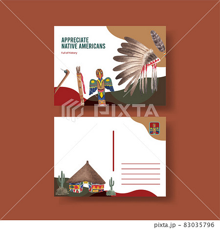 Postcard template with native american concept,watercolor style 83035796