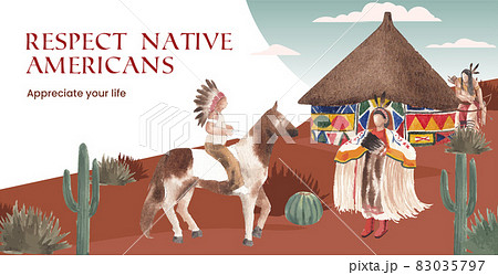 Billboard template with native american concept,watercolor style Billboard template with native american concept,watercolor style 83035797