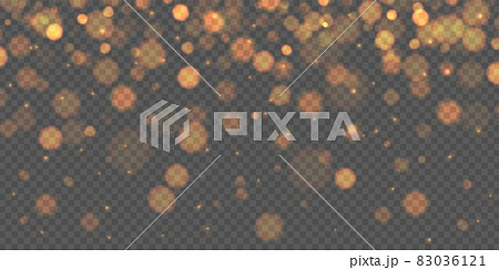 Bokeh overlay light effect. Christmas gold magic confetti. Vector orange glitter 83036121