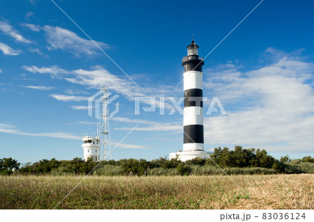Lighthouse with blue sky and summer clouds in chassiron, Oleron Island, France 83036124