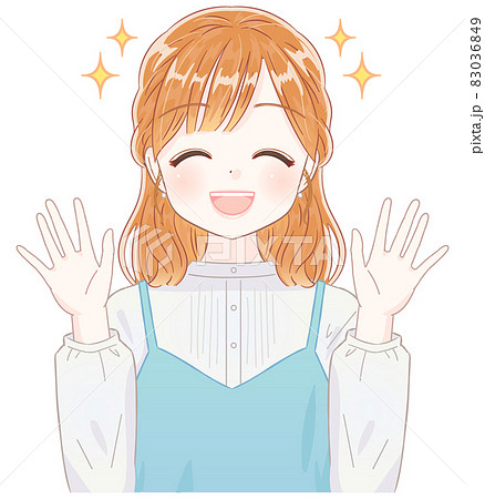 かわいい若い女の子の表情イラストのイラスト素材