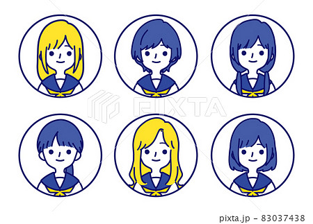 人物アイコンセット_女子高生 83037438