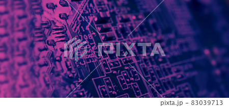 Semiconductor. cpu chip located on the green motherboard of the computer. Semi conductor motherboard circuit board. Hightech computer board with manufacture chip pcb technology. Smart phone iot chip. 83039713