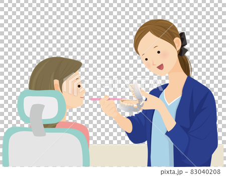 歯磨き指導をする歯科衛生士の女性 83040208