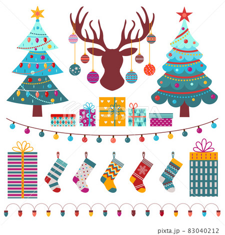 Christmas Decorations Design Elements Set in Flat Christmas Decorations Design Elements Set in Flat 83040212