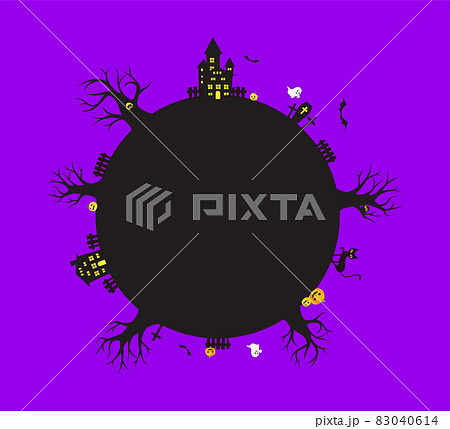 ハロウィンなシルエットの風景(円形&紫) ハロウィンなシルエットの風景(円形&紫) 83040614