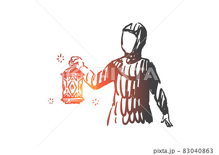 Ramadan religious holiday concept sketch. Hand drawn isolated vector illustration Ramadan religious holiday concept sketch. Hand drawn isolated vector illustration 83040863