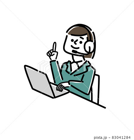 指差ししているコールセンターの女性のイラスト 83041284