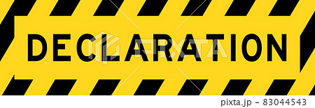 Yellow and black color with line striped label banner with word declaration Yellow and black color with line striped label banner with word declaration 83044543