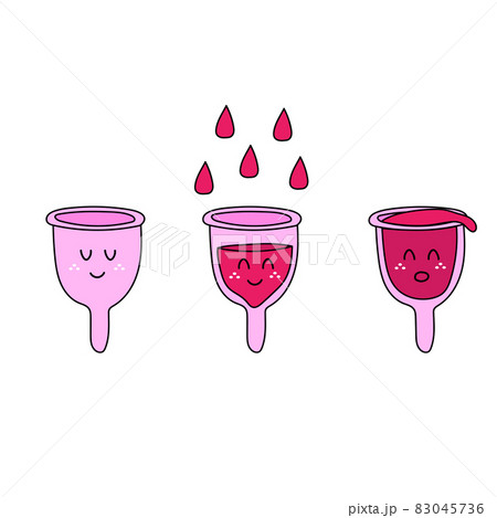 Hand drawn menstrual cups vector. Icons for instructions and tutorials 83045736