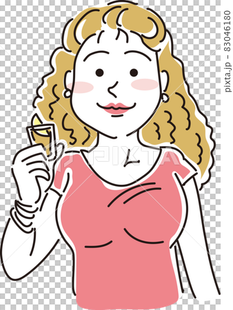 テキーラを持った派手目の女性 83046180
