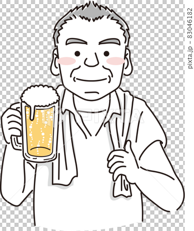 ジョッキビールを持ったおっちゃん 83046182