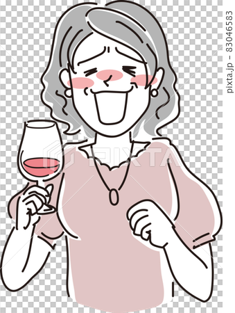 ワイン飲んでプハァな妙齢女性 83046583