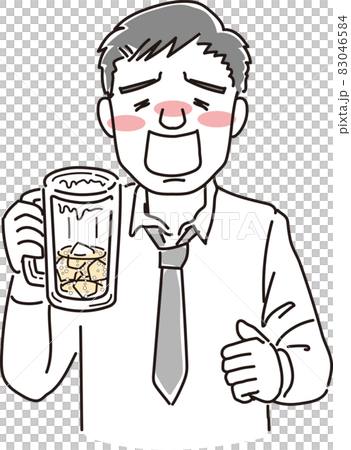 ハイボール飲んでプハァなサラリーマン風男性 83046584