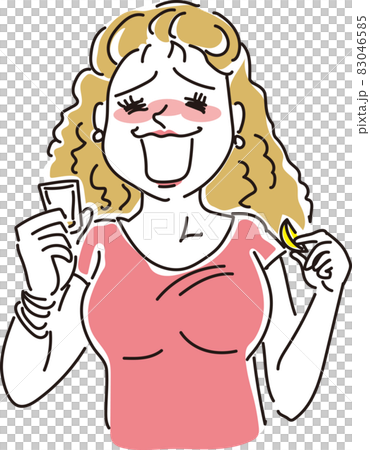テキーラ飲んでプハァな派手目の女性 83046585