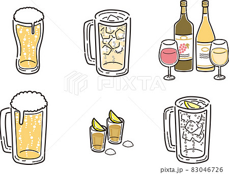 色々な種類のアルコールドリンク_色々なお酒のイラスト 色々な種類のアルコールドリンク_色々なお酒のイラスト 83046726